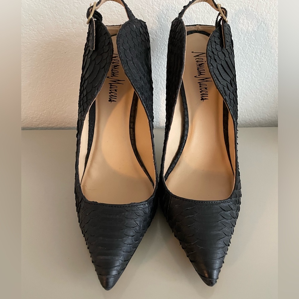 Neiman Marcus Black Textured Heels EUC worn a handful of times - Picture 3 of 3